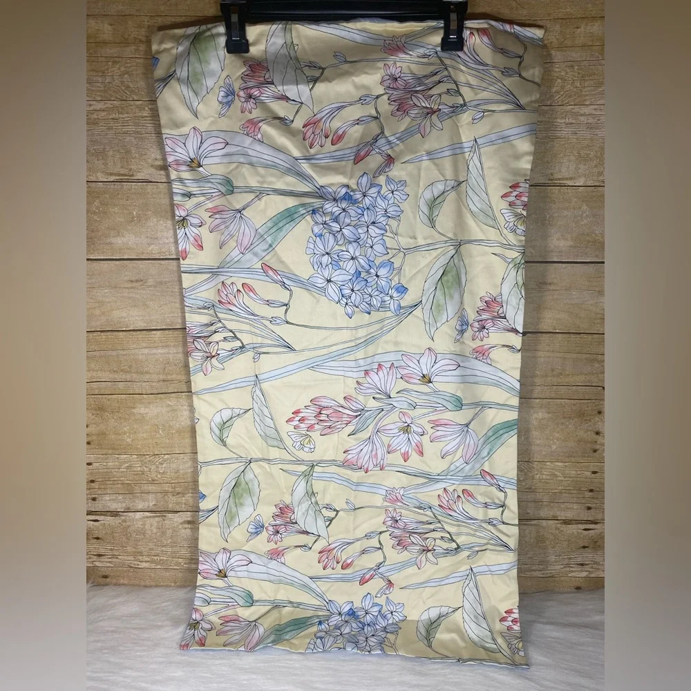 Charter Club Sateen Hydrangeas King Pillow Shams Yellow/Blue Cotton 2pc EUC